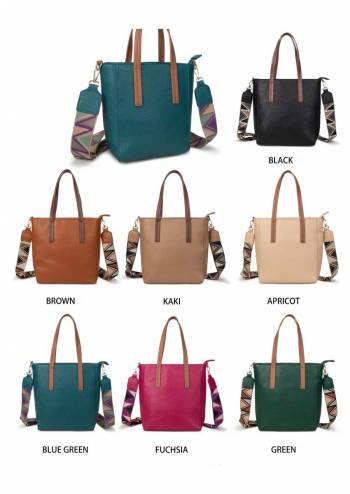Geanta dama cu doua manare fixe si bareta lata, colorata, din material textil