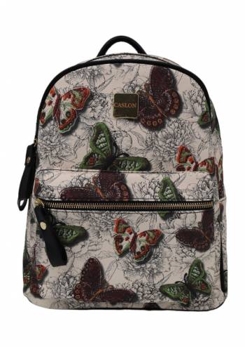 Rucsac pentru dama, imprimeu cu fluturi, piele ecologica, Caslon 6905, 33x28x14