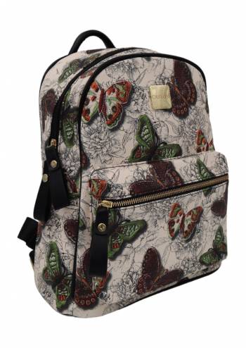 Rucsac pentru dama, imprimeu cu fluturi, piele ecologica, Caslon 6905, 33x28x14