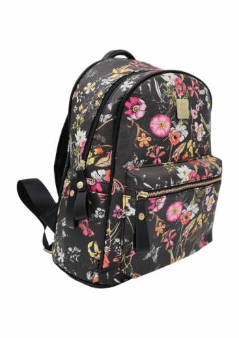 Rucsac pentru dama, imprimeu floral-negru, Caslon 6905, 33x28x14