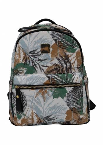 Rucsac pentru dama, imprimeu frunze-maro, Caslon 6905, 33x28x14
