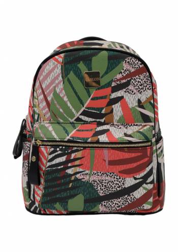 Rucsac pentru dama, imprimeu frunze verzi, Caslon 6905, 33x28x14