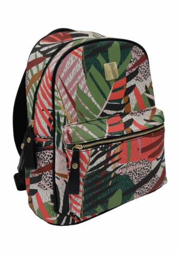 Rucsac pentru dama, imprimeu frunze verzi, Caslon 6905, 33x28x14