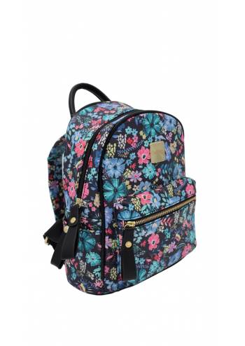 Rucsac pentru fete, imprimeu floral albastru, Caslon 6905 mic, 28x22x10