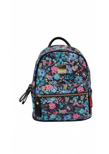 Rucsac pentru fete, imprimeu floral albastru, Caslon 6905 mic, 28x22x10