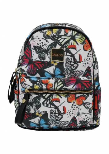 Rucsac pentru fete, imprimeu fluturi, multicolor, Caslon 6905 mic, 28x22x10cm