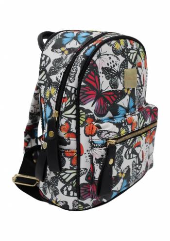 Rucsac pentru fete, imprimeu fluturi, multicolor, Caslon 6905 mic, 28x22x10cm