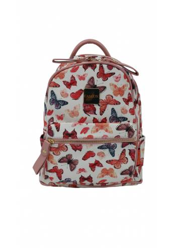 Rucsac pentru fete, imprimeu fluturi roz, Caslon 6905 mic, 28x22x10