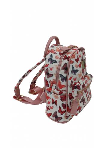 Rucsac pentru fete, imprimeu fluturi roz, Caslon 6905 mic, 28x22x10