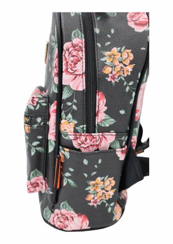 Rucsac pentru fete, imprimeu floral-negru, Caslon 6905 mic, 28x22x10
